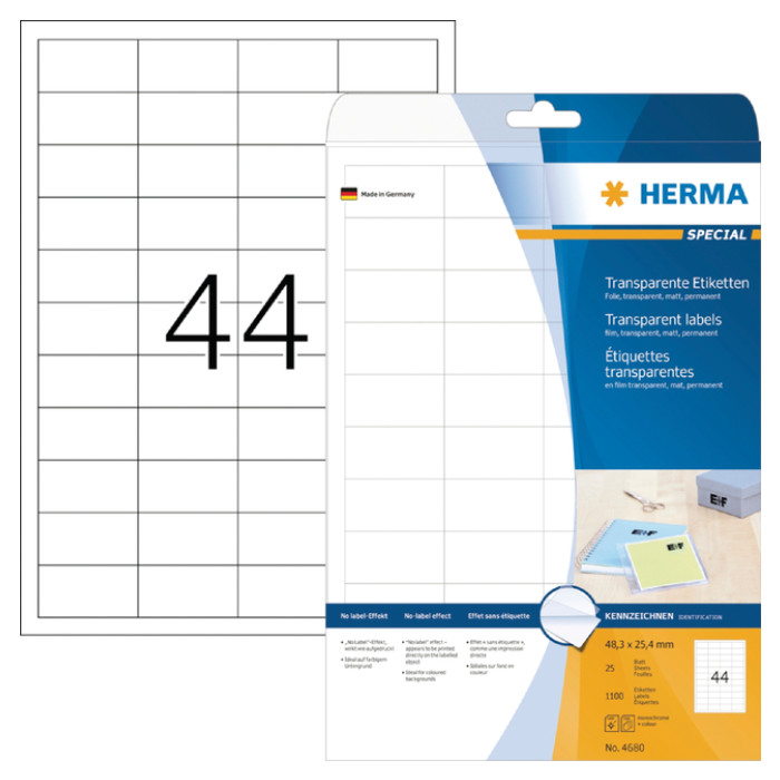 Etiket HERMA 4680 48.3x25.4mm transparant 1100 stuks