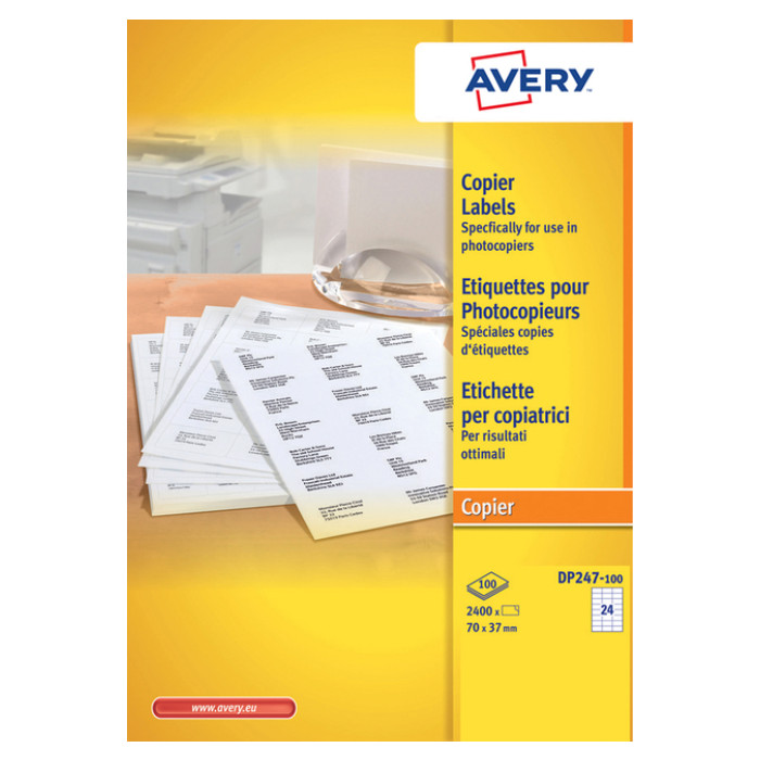 Etiket Avery DP247-100 70x37mm wit 2400 stuks