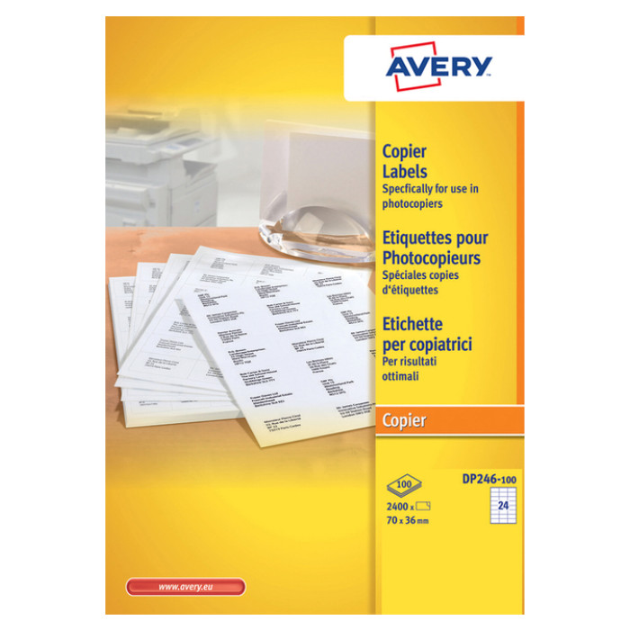 Etiket Avery DP246-100 70x36mm wit 2400 stuks
