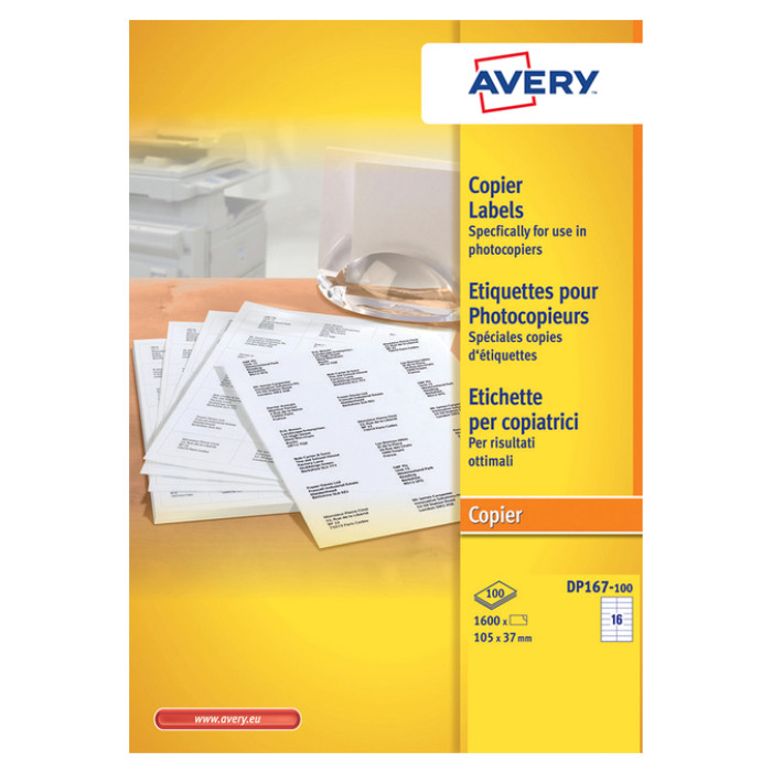 Etiket Avery DP167-100 105x37mm wit 1600 stuks