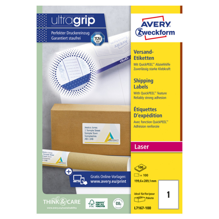 Etiket Avery L7167-100 199.6x289.1mm wit 100 stuks