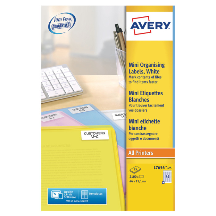 Etiket Avery L7656-25 46x11.1mm wit 2100 stuks