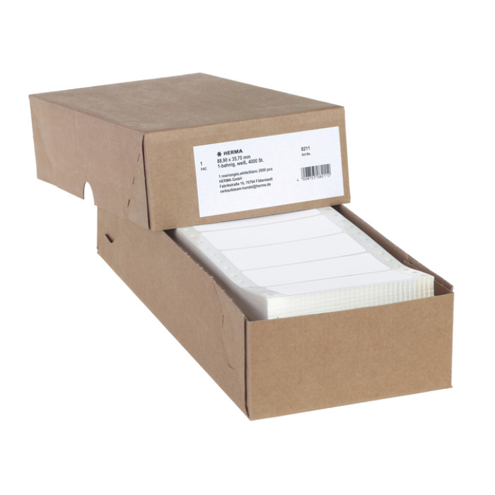 Etiket HERMA 8211 88.9x35.7mm 1-baans wit 4000 stuks