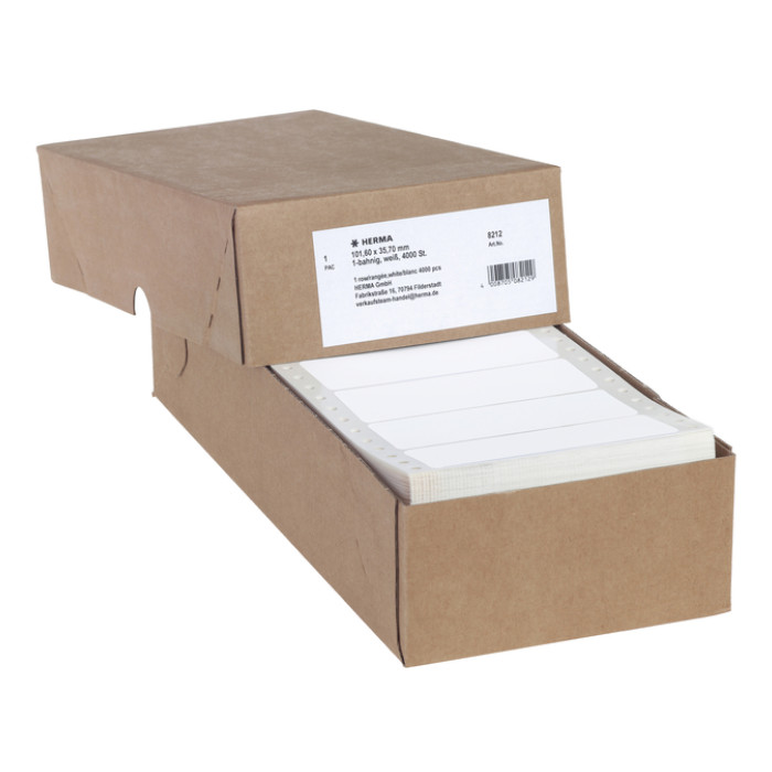 Etiket HERMA 8212 101.6x35.7mm 1-baans wit 4000 stuks