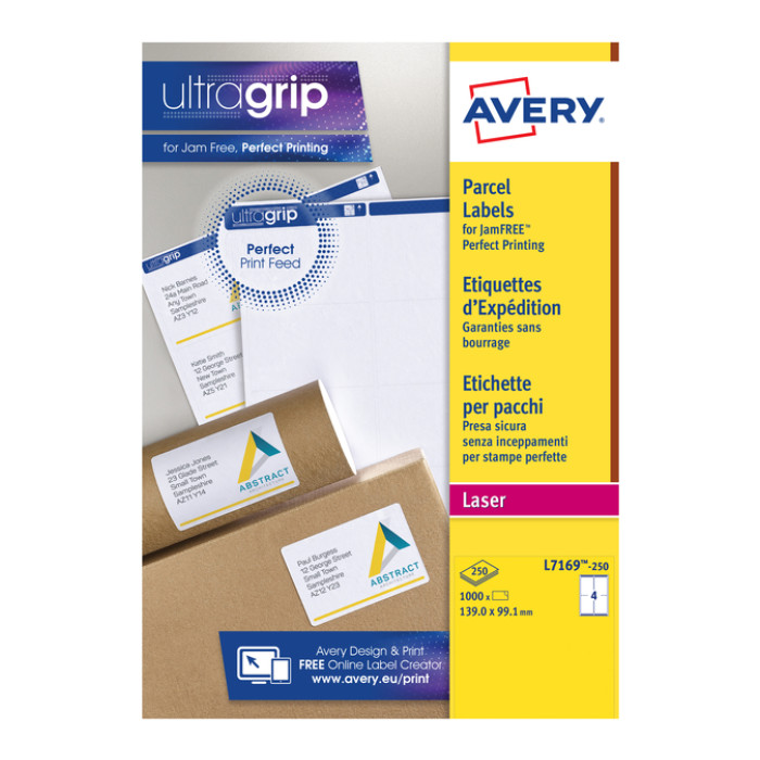 Etiket Avery L7169-250 99.1x139mm wit 1000 stuks