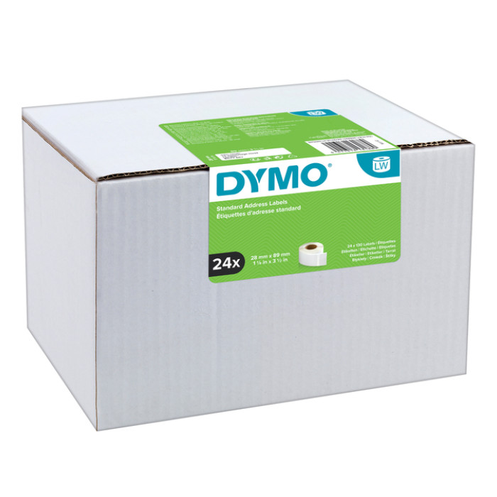 Etiket Dymo LabelWriter adressering 28x89mm 24 rollen á 130 stuks wit