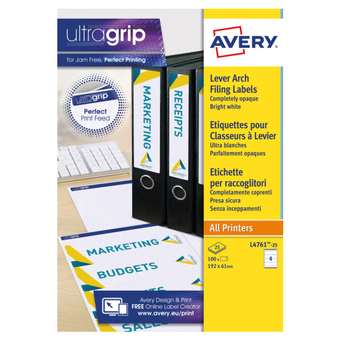 Rugetiket Avery breed 61x192mm zelfklevend wit