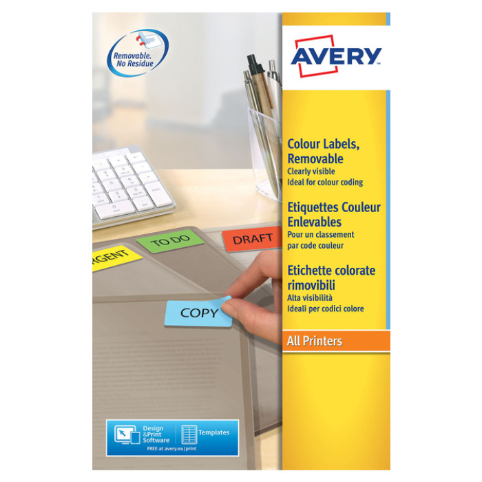 Etiket Avery L6041-20 45.7x21.2mm geel 960 stuks