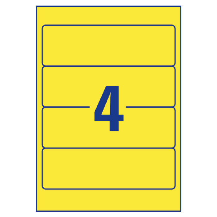 Rugetiket Avery breed 61x192mm zelfklevend geel 20 vel