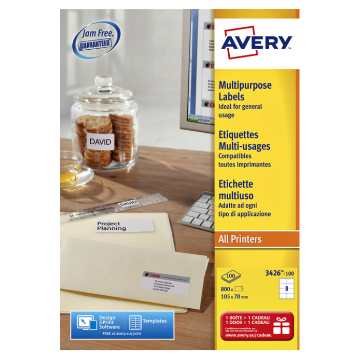 Etiket Avery L4745REV-25 96x63.5mm wit 200 stuks