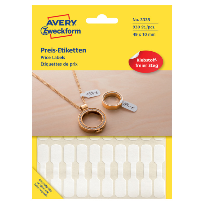 Etiket Avery 3335 49x10mm wit 924 stuks
