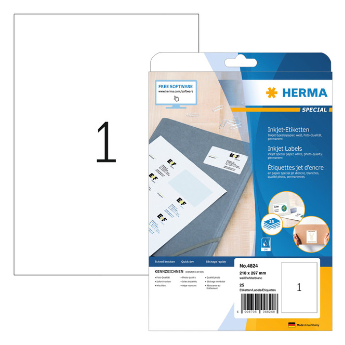 Etiket HERMA 4824 210x297mm wit 25 stuks