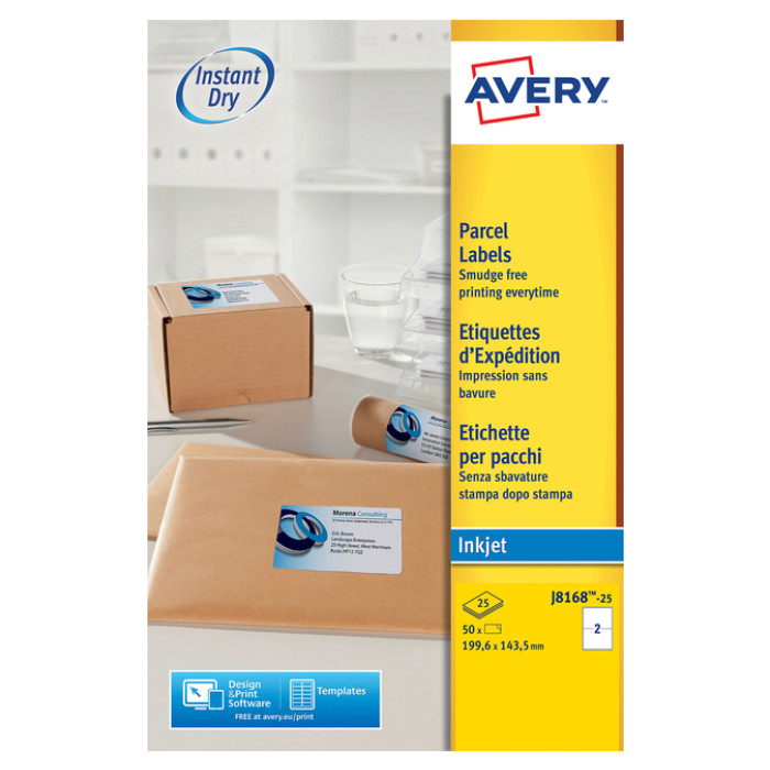 Etiket Avery J8168-25 199.6x143.5mm wit 50 stuks