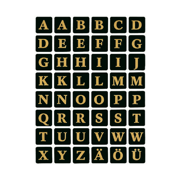 Etiket HERMA 4130 13x13mm letters A-Z zwart op goud