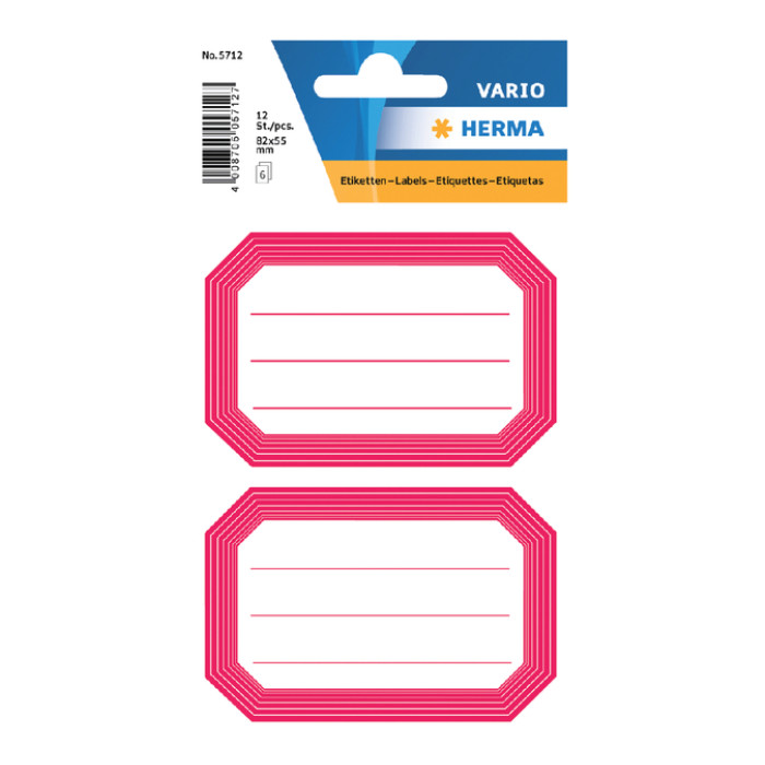 Etiket HERMA 5712 82x55mm schrift rode rand 12 stuks