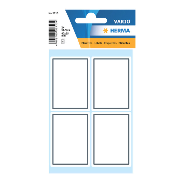 Etiket HERMA 5713 40x55mm schrift grijs kader 24 stuks