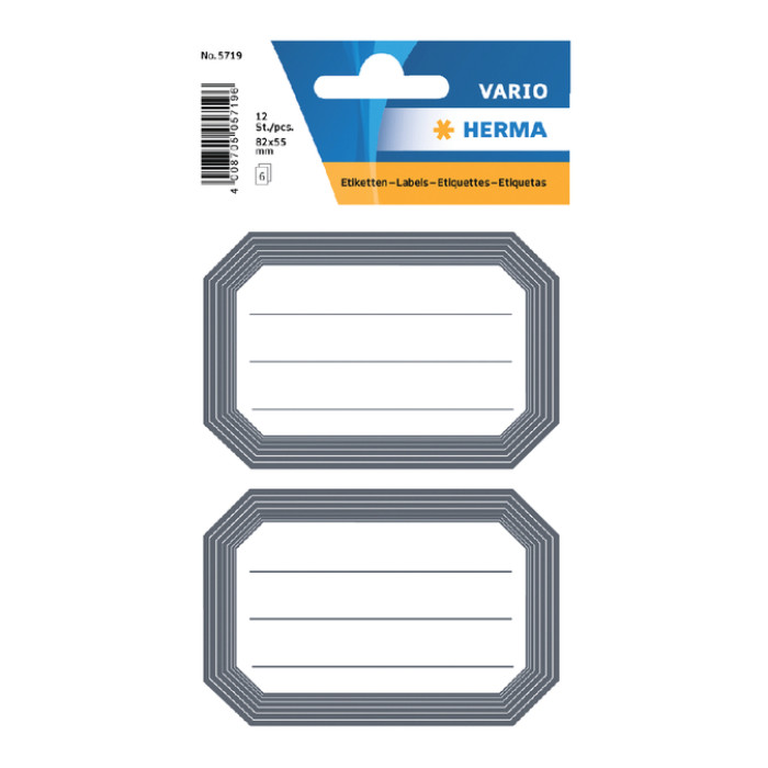 Etiket HERMA 5719 82x55mm schrift grijze rand 12 stuks