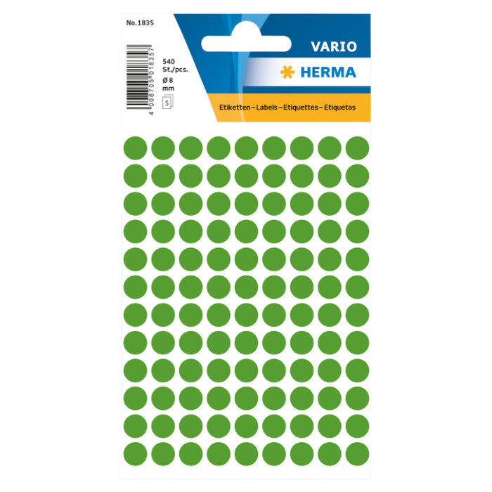Etiket HERMA 1835 rond 8mm donkergroen 540 stuks