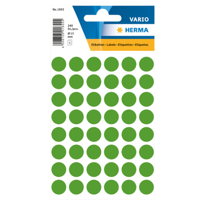 Etiket HERMA 1855 rond 13mm donkergroen 240 stuks