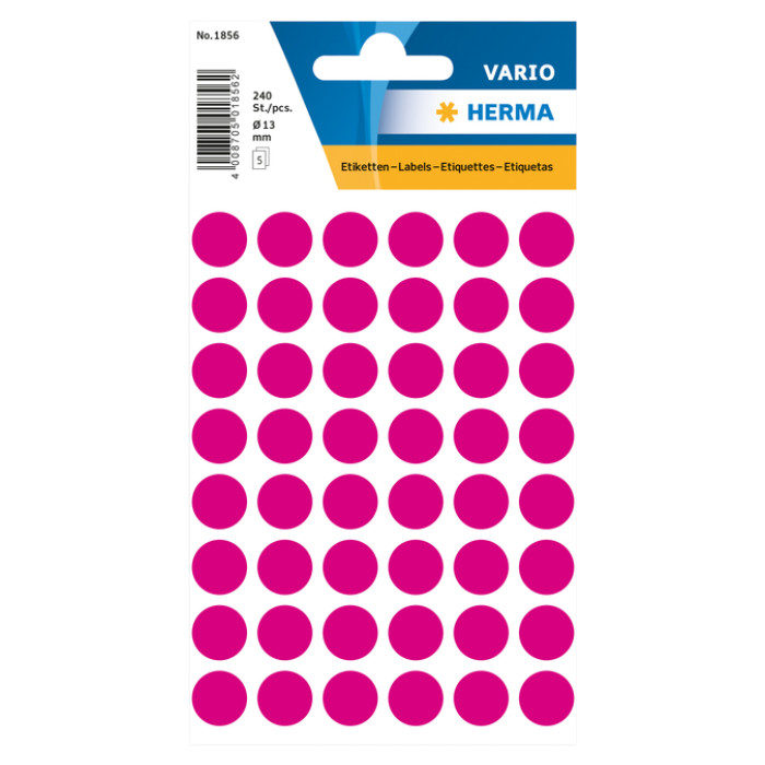 Etiket HERMA 1856 rond 13mm roze 240 stuks