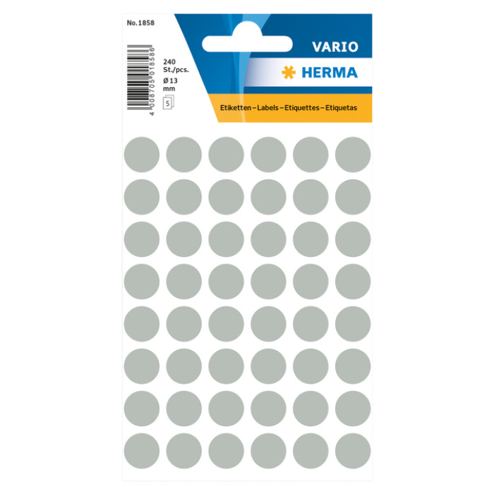 Etiket HERMA 1858 rond 13mm grijs 240 stuks