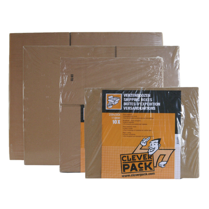 Amerikaanse vouwdoos CleverPack 200x200x110mm B-golf bruin 10 stuks