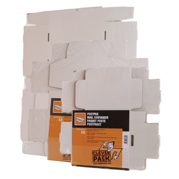 Postpakket CleverPack golfkarton 220x160x90mm wit pak à 25 stuks