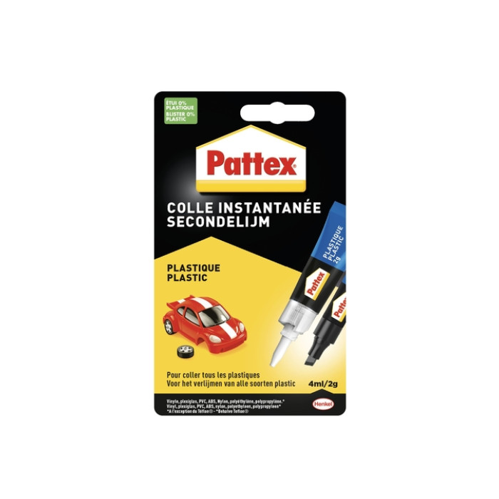 Secondenlijm Pattex all plastic tube 2 gram op blister