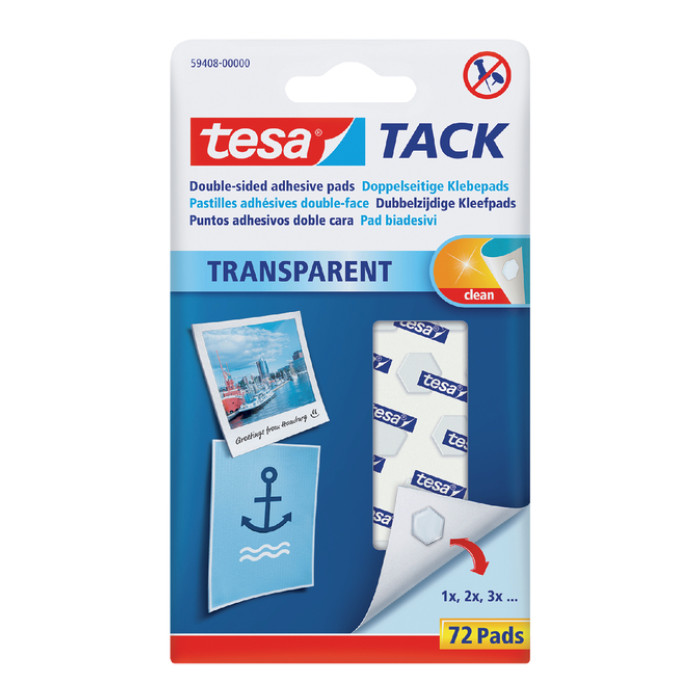 Kleefpads tesa® TACK dubbelzijdig transparant 72 stuks