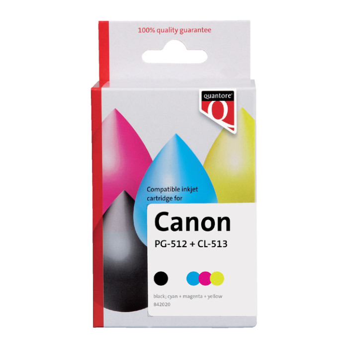 Inktcartridge Quantore alternatief tbv Canon PG-512 CL-513 zwart + 3 kleuren