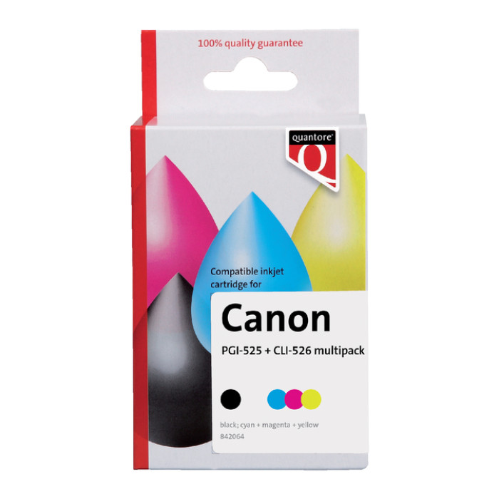 Inktcartridge Quantore alternatief tbv Canon PGI-525+CLI-526 2 zwart + 3 kleuren