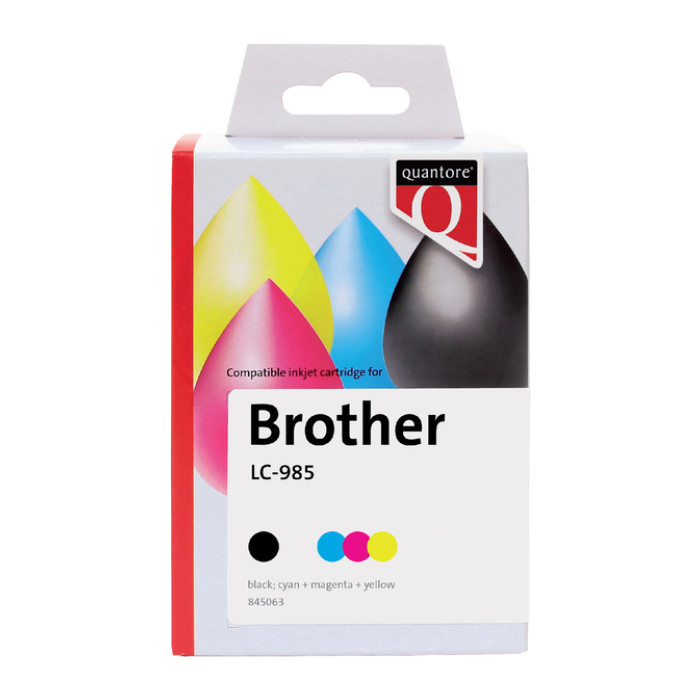 Inktcartridge Quantore alternatief tbv Brother LC-985 zwart + 3 kleuren