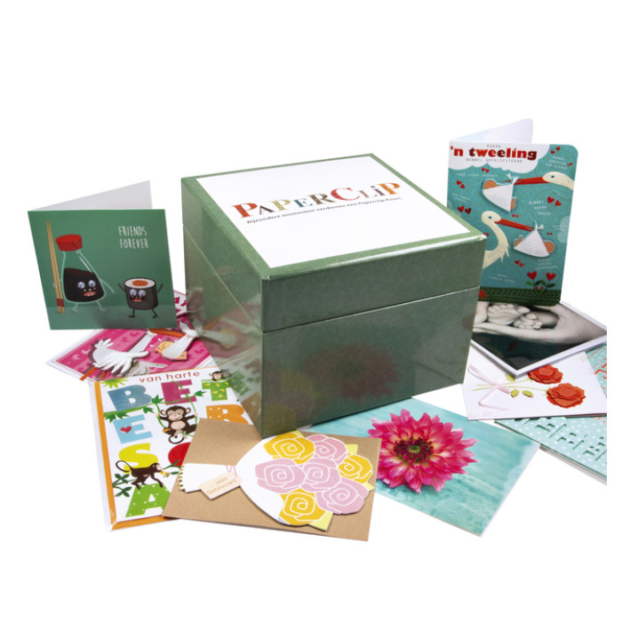 Wenskaartbox Paperclip inclusief 75 wenskaarten