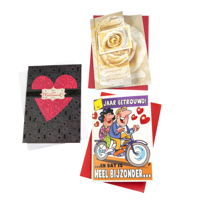 Wenskaart Paperclip huwelijksjubileum navulset à 6 stuks