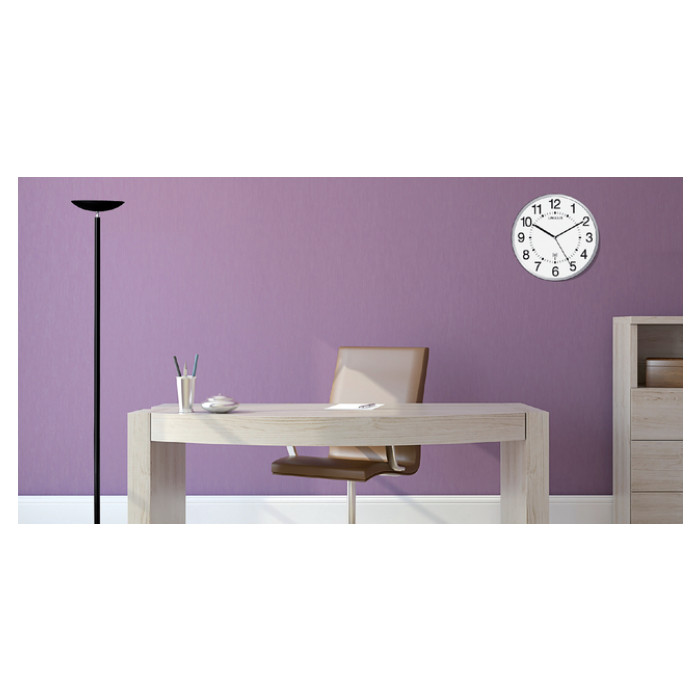 Wandklok Unilux Wave radio controlled Ø 30cm zilvergrijs/wit