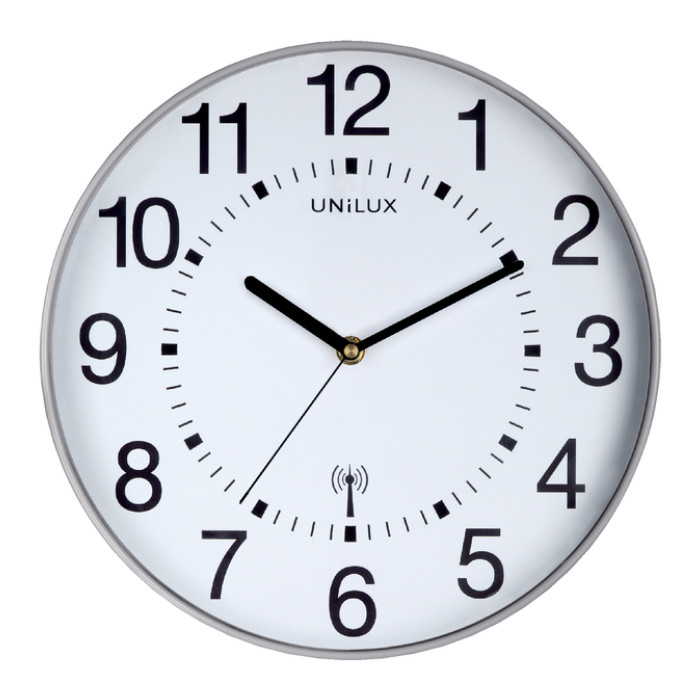 Wandklok Unilux Maxi radio controlled Ø 37.5cm lichtgrijs/wit