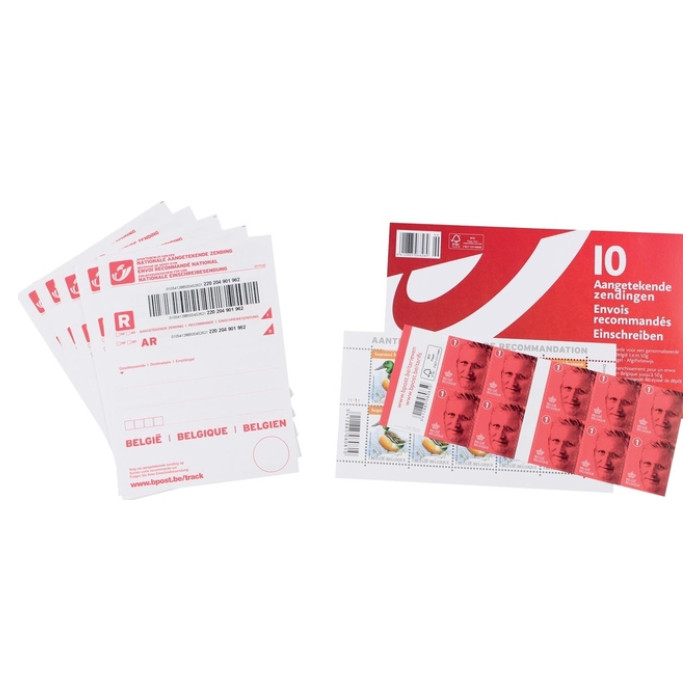 Postzegel Belgie aangetekend kit à 10 stuks