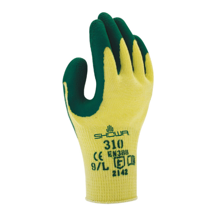 Handschoen Showa 310 grip latex L groen/geel
