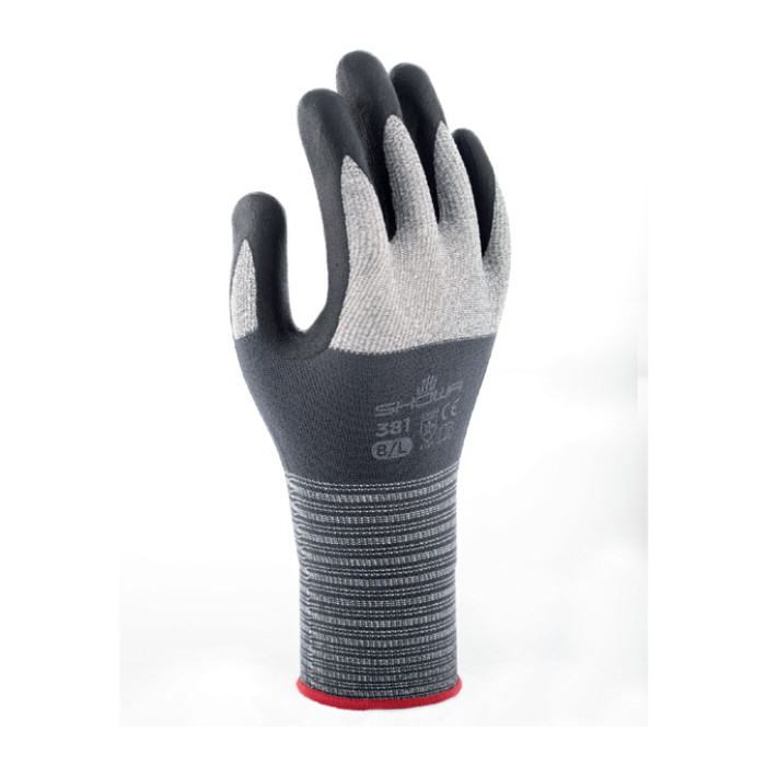 Handschoen Showa 381 grip nitril S grijs