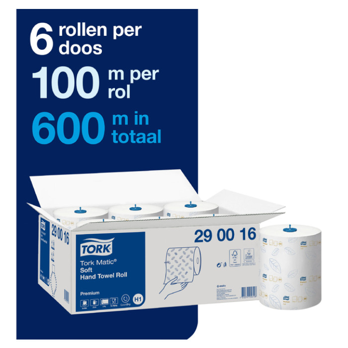 Handdoekrol Tork H1 Matic Premium 2-laags 100m wit 290016
