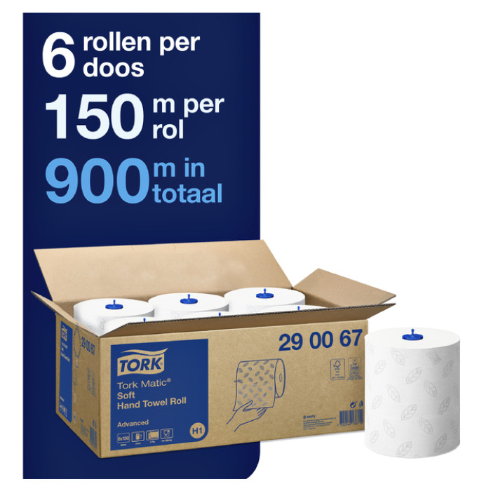 Handdoekrol Tork H1 Matic Advanced 2-laags 150m wit 290067