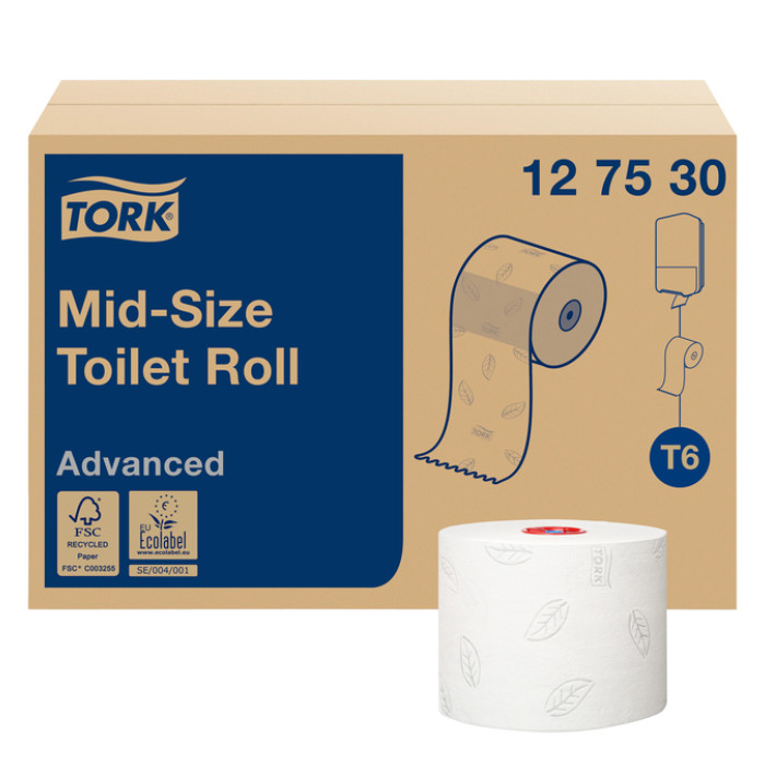 Toiletpapier Tork T6 Advanced systeemrol 2-laags 100m wit 127530