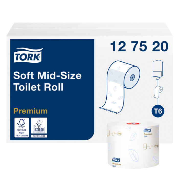 Toiletpapier Tork T6 Premium systeemrol 2-laags 90m wit 127520