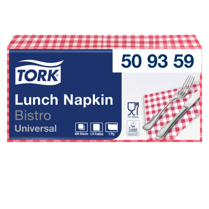 Lunchservet Tork Universal 1/4 vouw 1-laags 328x325mm 400 vel bistro 509359
