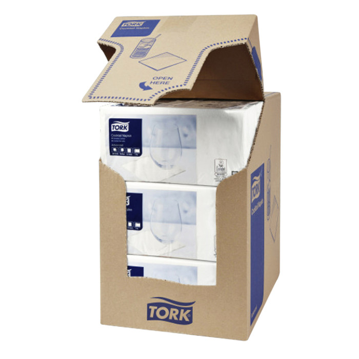 Cocktailservet Tork Advanced 1/4 vouw 2-laags 238x238mm 200 vel wit 477534