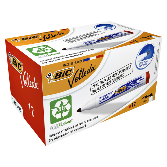 Whiteboardmarker Bic Velleda 1701 rond large rood