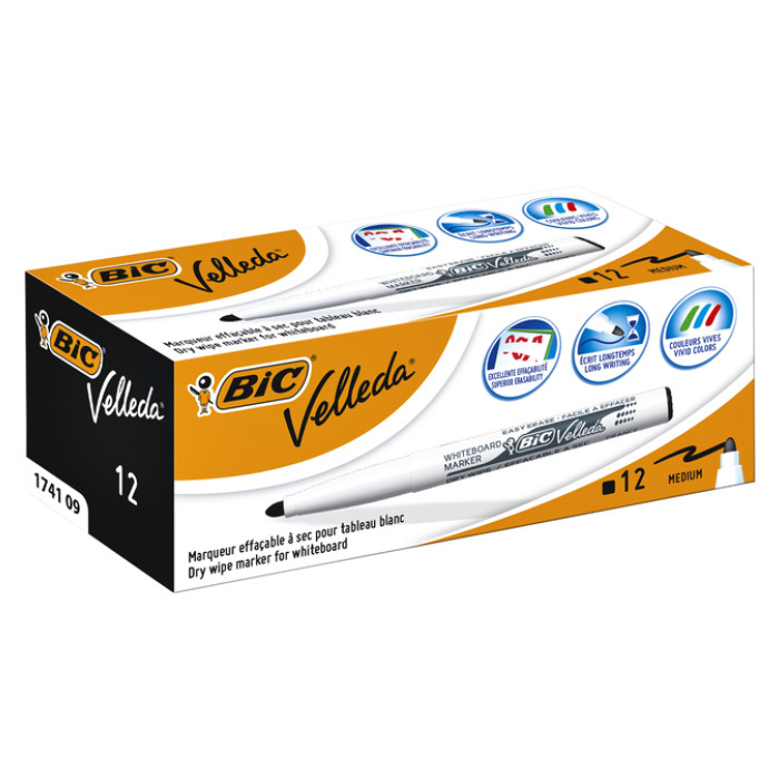 Whiteboardmarker Bic Velleda 1741 rond medium zwart