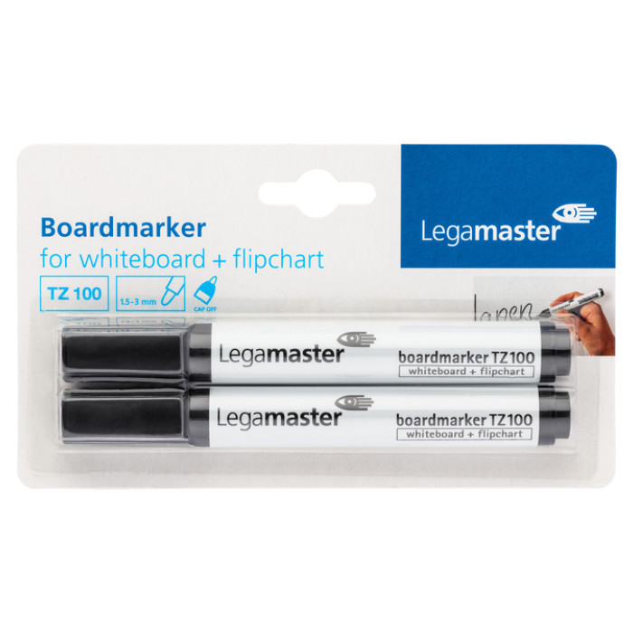 Whiteboardmarker Legamaster TZ 100 rond 1.5-3mm zwart blister à 2st