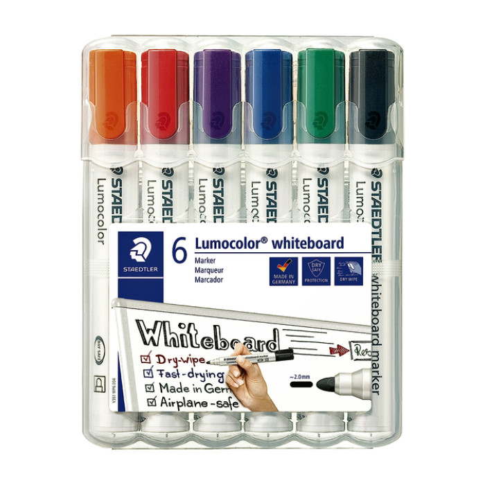 Whiteboardmarker Staedtler Lumocolor 351 standaard assorti 6 stuks