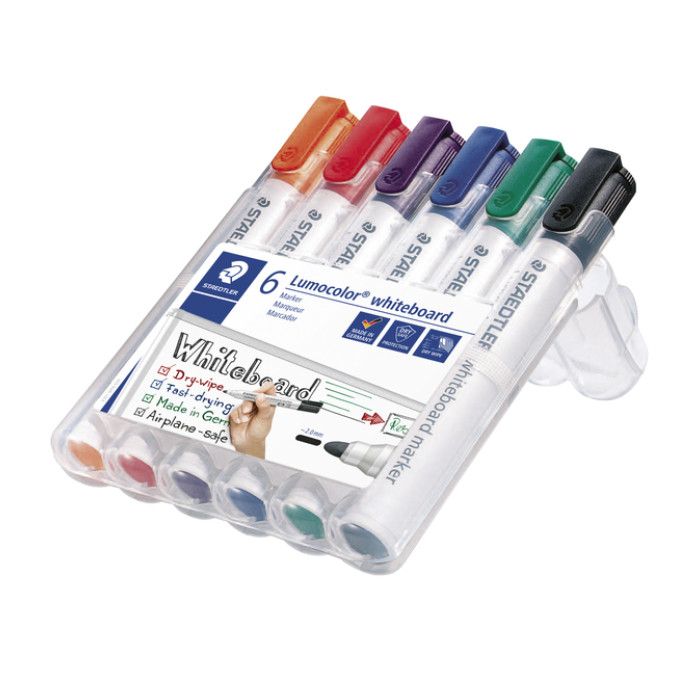Whiteboardmarker Staedtler Lumocolor 351 standaard assorti 6 stuks